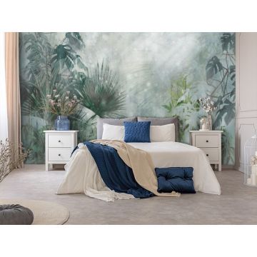 Обои виниловые на флизелине Design Studio 3D (Дизайн Студио 3Д) Leaves Потертые тропические листья на холсте Бесшовная Фреска Classic (LVS-011)