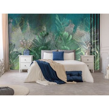 Обои виниловые на флизелине Design Studio 3D (Дизайн Студио 3Д) Leaves Затертые листья на фоне гранж Бесшовная Фреска Гранд (LVS-012)