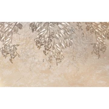 Обои виниловые на флизелине Design Studio 3D (Дизайн Студио 3Д) Leaves Ниспадающие бутоны на бежевом Акварель (LVS-014)