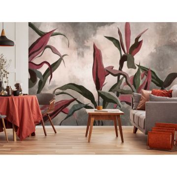 Обои виниловые на флизелине Design Studio 3D (Дизайн Студио 3Д) Avangard Букет красных тропических цветов Бесшовная Фреска Гранд (AVG-005)