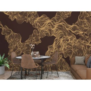 Обои виниловые на флизелине Design Studio 3D (Дизайн Студио 3Д) Line Style Роскошные золотые линии в бордовых тонах Канвас (LST-003)