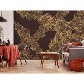 Обои виниловые на флизелине Design Studio 3D (Дизайн Студио 3Д) Line Style Роскошные золотые линии в бордовых тонах Акварель (LST-003)