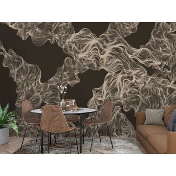 Обои виниловые на флизелине Design Studio 3D (Дизайн Студио 3Д) Line Style Роскошные линии в кофейных тонах Песок (LST-004)