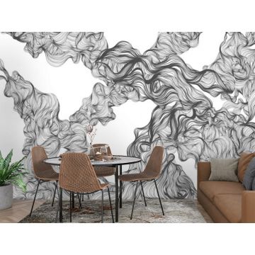 Обои виниловые на флизелине Design Studio 3D (Дизайн Студио 3Д) Line Style Роскошные черно-белые линии Бесшовная Фреска Гранд (LST-005)