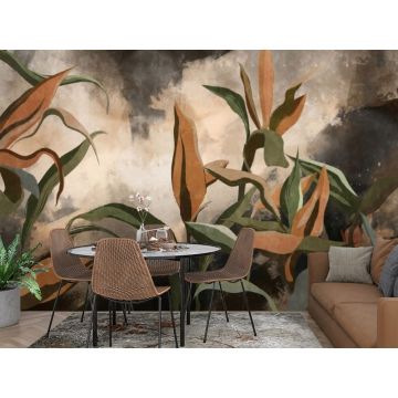 Обои виниловые на флизелине Design Studio 3D (Дизайн Студио 3Д) Avangard Букет тропических цветов Песок (AVG-006)