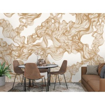 Обои виниловые на флизелине Design Studio 3D (Дизайн Студио 3Д) Line Style Переплет из золотых линий Бесшовная Фреска Гранд (LST-006)