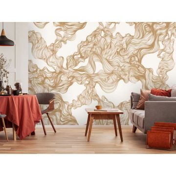 Обои виниловые на флизелине Design Studio 3D (Дизайн Студио 3Д) Line Style Переплет из золотых линий Бесшовная Фреска Ultra (LST-006)