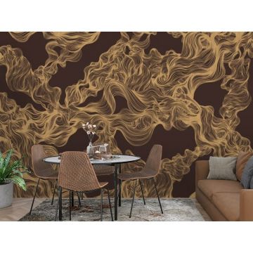 Обои виниловые на флизелине Design Studio 3D (Дизайн Студио 3Д) Line Style Переплет из золотых линий в бордовых тонах Канвас (LST-008)