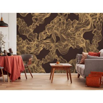 Обои виниловые на флизелине Design Studio 3D (Дизайн Студио 3Д) Line Style Переплет из золотых линий в бордовых тонах Бесшовная Фреска Ultra (LST-008)