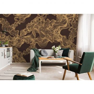 Обои виниловые на флизелине Design Studio 3D (Дизайн Студио 3Д) Line Style Переплет из золотых линий в бордовых тонах Бесшовная Фреска Ultra (LST-008)