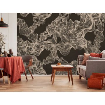 Обои виниловые на флизелине Design Studio 3D (Дизайн Студио 3Д) Line Style Переплет из линий в кофейных тонах Песок (LST-009)