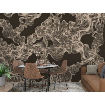 Обои виниловые на флизелине Design Studio 3D (Дизайн Студио 3Д) Line Style Переплет из линий в кофейных тонах Акварель (LST-009)