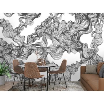 Обои виниловые на флизелине Design Studio 3D (Дизайн Студио 3Д) Line Style Черно-белый переплет из линий Канвас (LST-010)