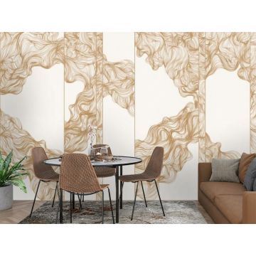 Обои виниловые на флизелине Design Studio 3D (Дизайн Студио 3Д) Line Style Линии золотой геометрии Бесшовная Фреска Classic (LST-011)