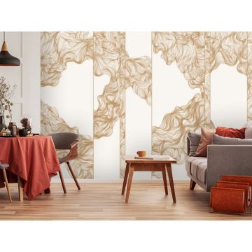 Обои виниловые на флизелине Design Studio 3D (Дизайн Студио 3Д) Line Style Линии золотой геометрии Бесшовная Фреска Classic (LST-011)