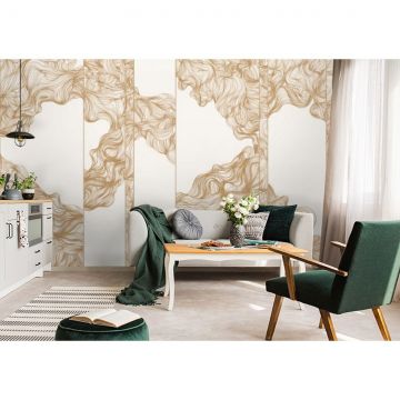 Обои виниловые на флизелине Design Studio 3D (Дизайн Студио 3Д) Line Style Линии золотой геометрии Бесшовная Фреска Classic (LST-011)