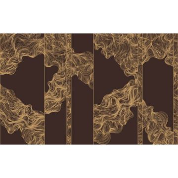 Обои виниловые на флизелине Design Studio 3D (Дизайн Студио 3Д) Line Style Линии золотой геометрии в бордовых тонах Песок (LST-013)