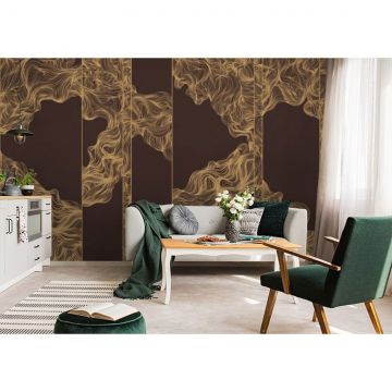 Обои виниловые на флизелине Design Studio 3D (Дизайн Студио 3Д) Line Style Линии золотой геометрии в бордовых тонах Бесшовная Фреска Ultra (LST-013)