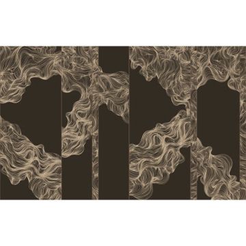 Обои виниловые на флизелине Design Studio 3D (Дизайн Студио 3Д) Line Style Линии геометрии в кофейных тонах Песок (LST-014)