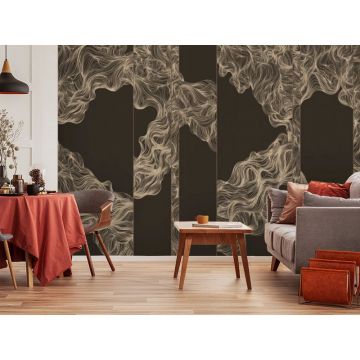 Обои виниловые на флизелине Design Studio 3D (Дизайн Студио 3Д) Line Style Линии геометрии в кофейных тонах Песок (LST-014)