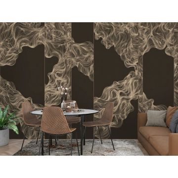 Обои виниловые на флизелине Design Studio 3D (Дизайн Студио 3Д) Line Style Линии геометрии в кофейных тонах Канвас (LST-014)