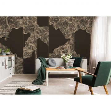 Обои виниловые на флизелине Design Studio 3D (Дизайн Студио 3Д) Line Style Линии геометрии в кофейных тонах Акварель (LST-014)