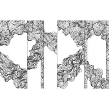 Обои виниловые на флизелине Design Studio 3D (Дизайн Студио 3Д) Line Style Черно-белые линии геометрии Бесшовная Фреска Гранд (LST-015)