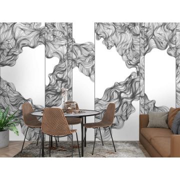 Обои виниловые на флизелине Design Studio 3D (Дизайн Студио 3Д) Line Style Черно-белые линии геометрии Бесшовная Фреска Ultra (LST-015)