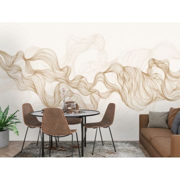 Обои виниловые на флизелине Design Studio 3D (Дизайн Студио 3Д) Line Style Золотые узорчатые линии Бесшовная Фреска Гранд (LST-016)