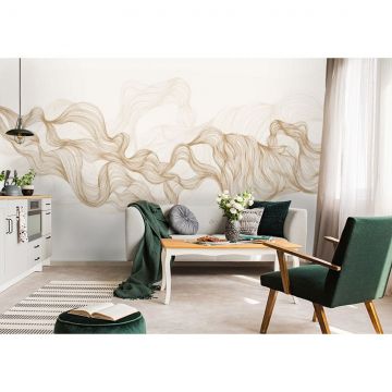 Обои виниловые на флизелине Design Studio 3D (Дизайн Студио 3Д) Line Style Золотые узорчатые линии Бесшовная Фреска Classic (LST-016)