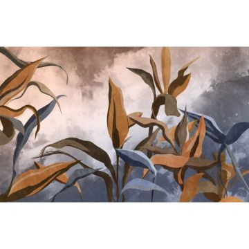 Обои виниловые на флизелине Design Studio 3D (Дизайн Студио 3Д) Avangard Букет тропических цветов в холодных тонах Канвас (AVG-007)