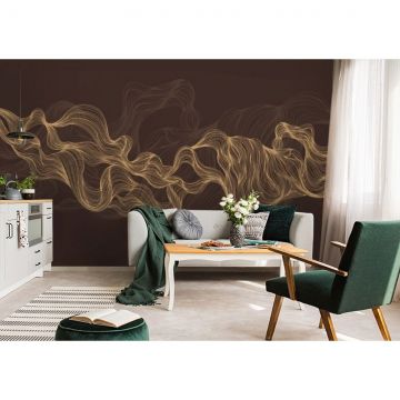 Обои виниловые на флизелине Design Studio 3D (Дизайн Студио 3Д) Line Style Золотые узорчатые линии в бордовых тонах Канвас (LST-018)