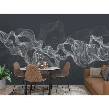 Обои виниловые на флизелине Design Studio 3D (Дизайн Студио 3Д) Line Style Узорчатые линии в серых тонах Бесшовная Фреска Ultra (LST-019)