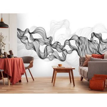 Обои виниловые на флизелине Design Studio 3D (Дизайн Студио 3Д) Line Style Черно-белые узорчатые линии Песок (LST-020)