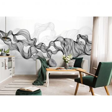 Обои виниловые на флизелине Design Studio 3D (Дизайн Студио 3Д) Line Style Черно-белые узорчатые линии Бесшовная Фреска Classic (LST-020)