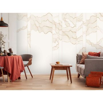 Обои виниловые на флизелине Design Studio 3D (Дизайн Студио 3Д) Line Style Золотая геометрия линий Бесшовная Фреска Ultra (LST-021)