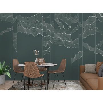 Обои виниловые на флизелине Design Studio 3D (Дизайн Студио 3Д) Line Style Геометрия линий на изумрудном фоне Канвас (LST-024)