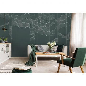 Обои виниловые на флизелине Design Studio 3D (Дизайн Студио 3Д) Line Style Геометрия линий на изумрудном фоне Акварель (LST-024)