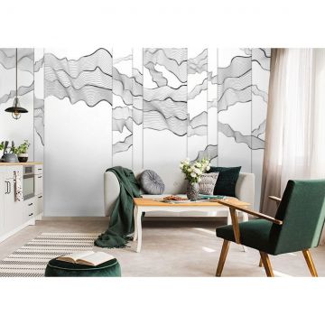 Обои виниловые на флизелине Design Studio 3D (Дизайн Студио 3Д) Line Style Черно-белая геометрия линий Канвас (LST-025)