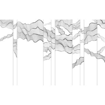 Обои виниловые на флизелине Design Studio 3D (Дизайн Студио 3Д) Line Style Черно-белая геометрия линий Бесшовная Фреска Гранд (LST-025)