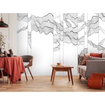 Обои виниловые на флизелине Design Studio 3D (Дизайн Студио 3Д) Line Style Черно-белая геометрия линий Бесшовная Фреска Ultra (LST-025)