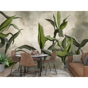 Обои виниловые на флизелине Design Studio 3D (Дизайн Студио 3Д) Avangard Букет зеленых тропических цветов Канвас (AVG-008)