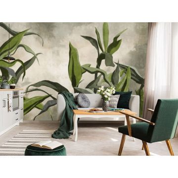 Обои виниловые на флизелине Design Studio 3D (Дизайн Студио 3Д) Avangard Букет зеленых тропических цветов Канвас (AVG-008)