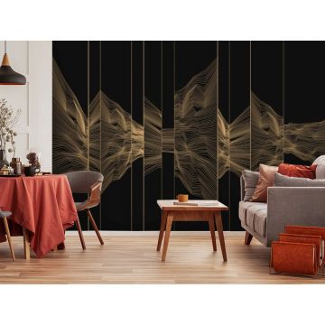 Обои виниловые на флизелине Design Studio 3D (Дизайн Студио 3Д) Line Style Безупречная геометрия в золотом исполнении Песок (LST-029)