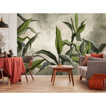 Обои виниловые на флизелине Design Studio 3D (Дизайн Студио 3Д) Avangard Букет зеленых тропических цветов Акварель (AVG-008)