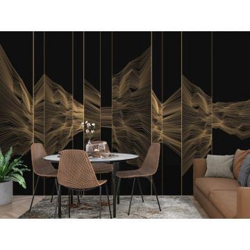 Обои виниловые на флизелине Design Studio 3D (Дизайн Студио 3Д) Line Style Безупречная геометрия в золотом исполнении Бесшовная Фреска Ultra (LST-029)