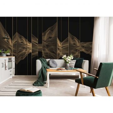 Обои виниловые на флизелине Design Studio 3D (Дизайн Студио 3Д) Line Style Безупречная геометрия в золотом исполнении Бесшовная Фреска Ultra (LST-029)