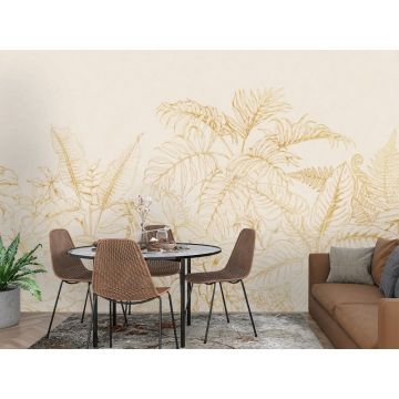 Обои виниловые на флизелине Design Studio 3D (Дизайн Студио 3Д) Line Style Золотистые тропики Бесшовная Фреска Ultra (LST-031)