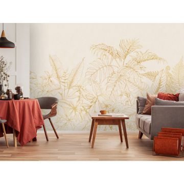 Обои виниловые на флизелине Design Studio 3D (Дизайн Студио 3Д) Line Style Золотистые тропики Бесшовная Фреска Ultra (LST-031)