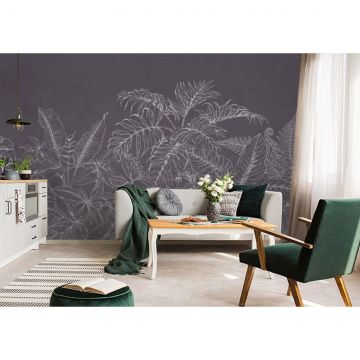 Обои виниловые на флизелине Design Studio 3D (Дизайн Студио 3Д) Line Style Тропики в ночном свете Бесшовная Фреска Classic (LST-034)